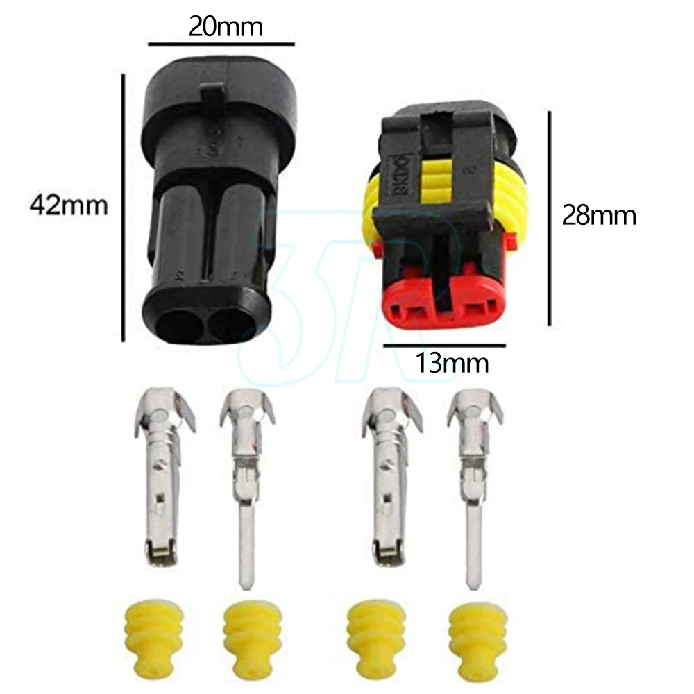 10 Set 2 Pin Waterproof Car Electrical Wire Sealed Connector Plug Cable 12V AU