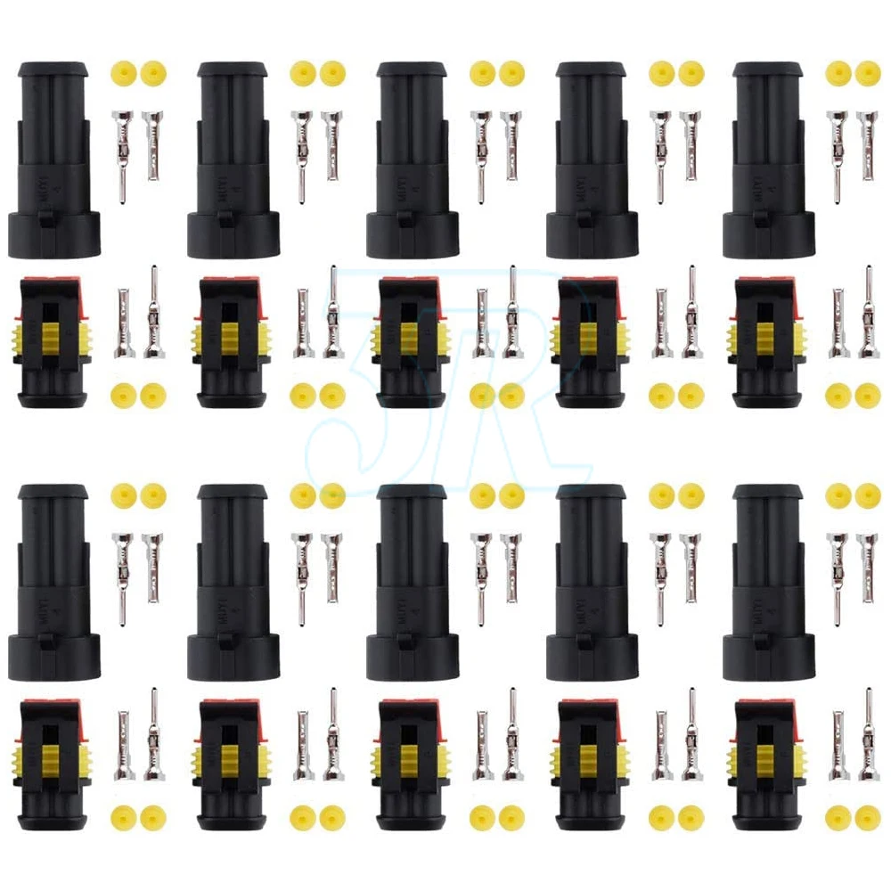 10 Set 2 Pin Waterproof Car Electrical Wire Sealed Connector Plug Cable 12V AU