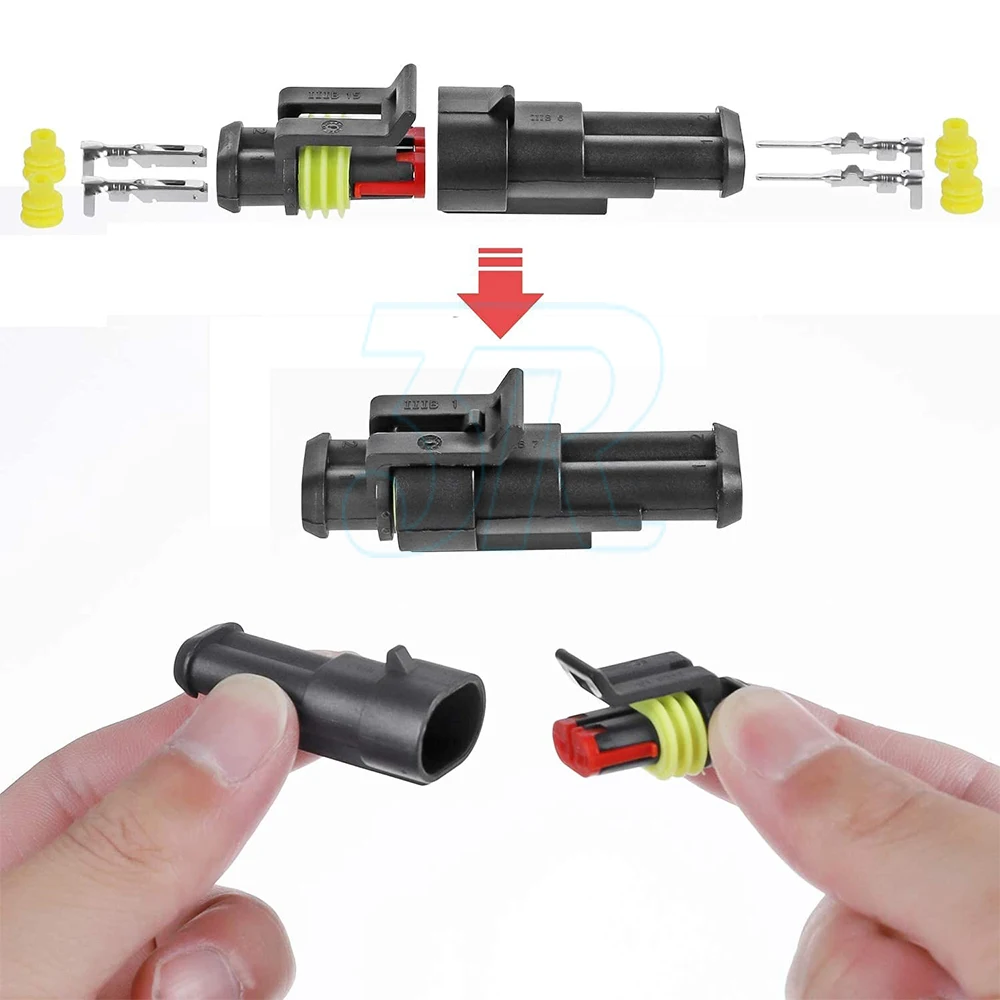 10 Set 2 Pin Waterproof Car Electrical Wire Sealed Connector Plug Cable 12V AU