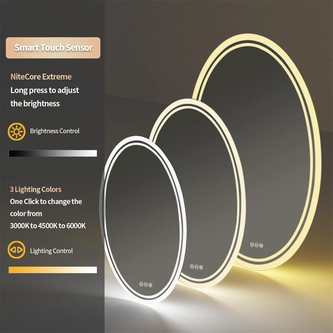 LUVODI Oval LED Bathroom Mirror 60x80cm/24x32in Backlit Vanity Mirror Dimmable 3 Color Anti-Fog Touch Control