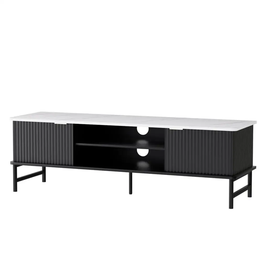 Modern 140CM TV Cabinet Entertainment Unit Storage Stand for Living Room Wooden Media Console with Shelves and Open Compartments