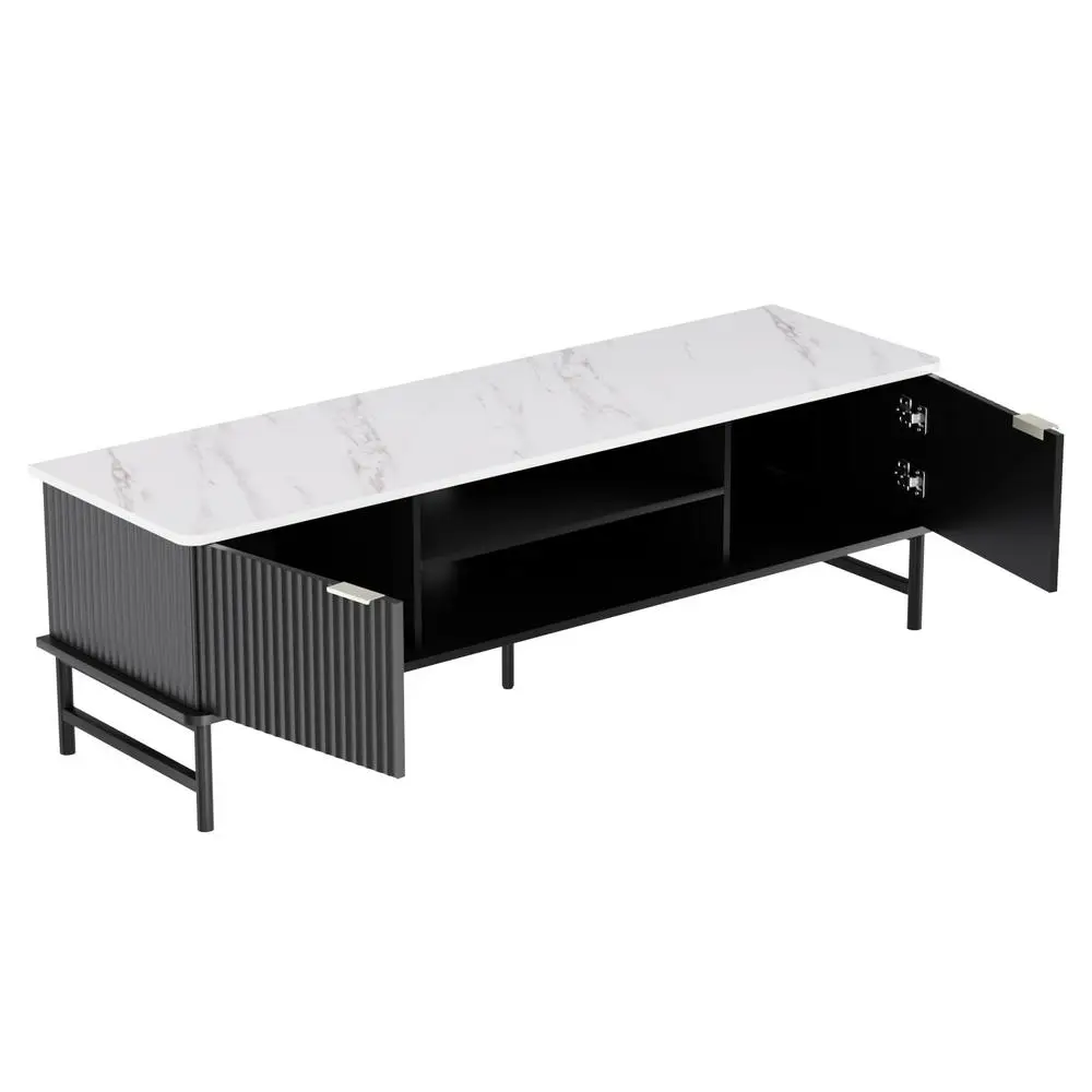 Modern 140CM TV Cabinet Entertainment Unit Storage Stand for Living Room Wooden Media Console with Shelves and Open Compartments