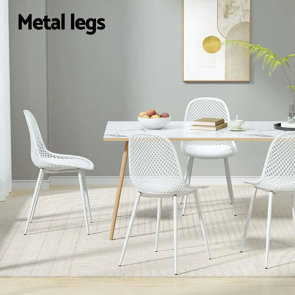 4PCS Outdoor Dining Chairs PP Lounge Patio Garden Furniture White Modern Stackable Durable Chair Set