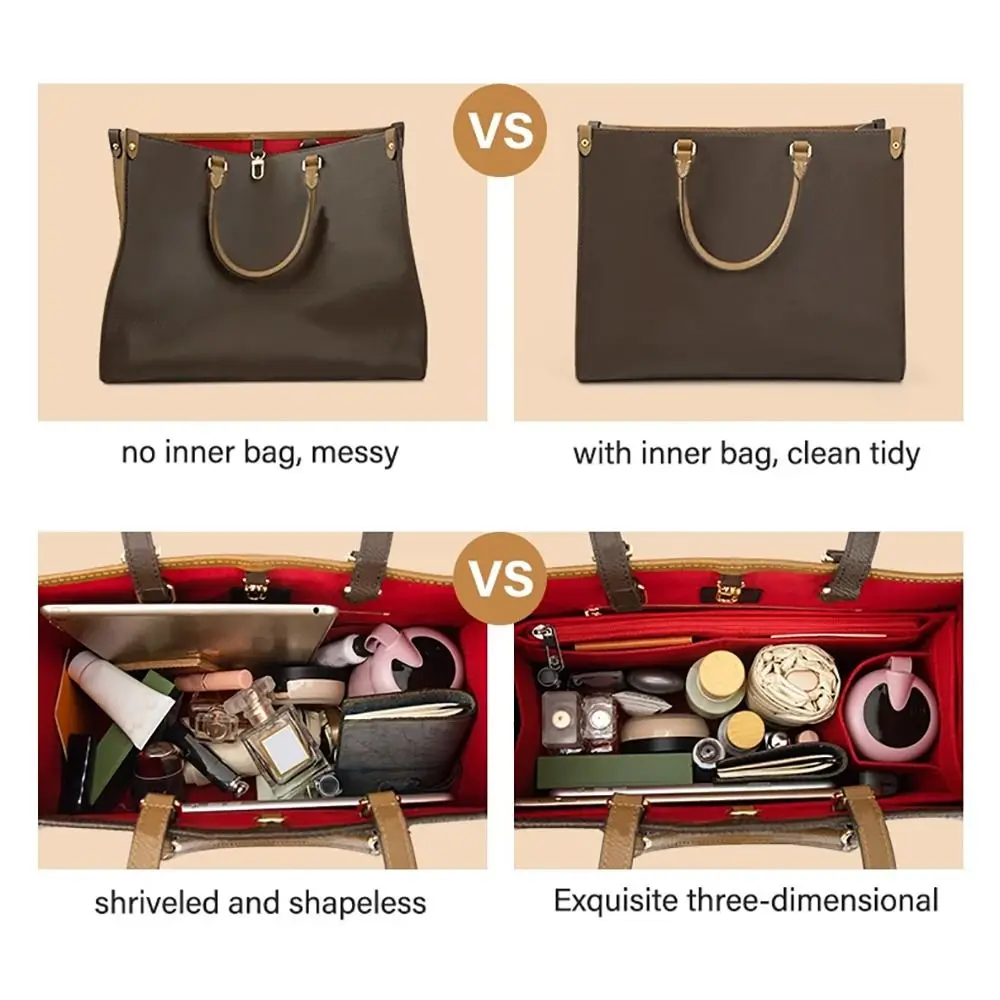 Felt Insert Liner Purse Organiser Pouch Handbag Tote Bag Internal Bag For LV Onthego 2050