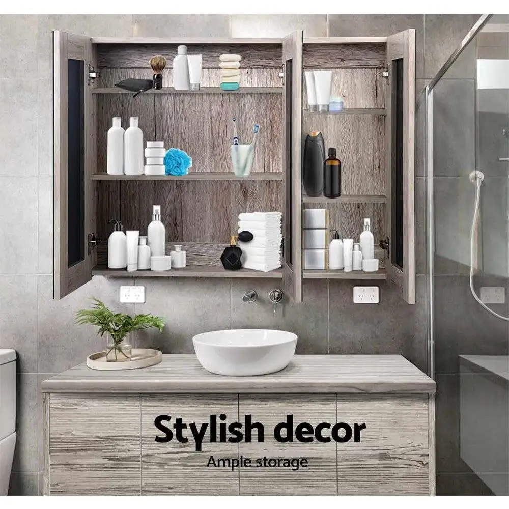 Bathroom Mirror Cabinet 900x720mm Oak Wall Mounted Bathroom Storage Cabinet with Mirror Door Home Furniture