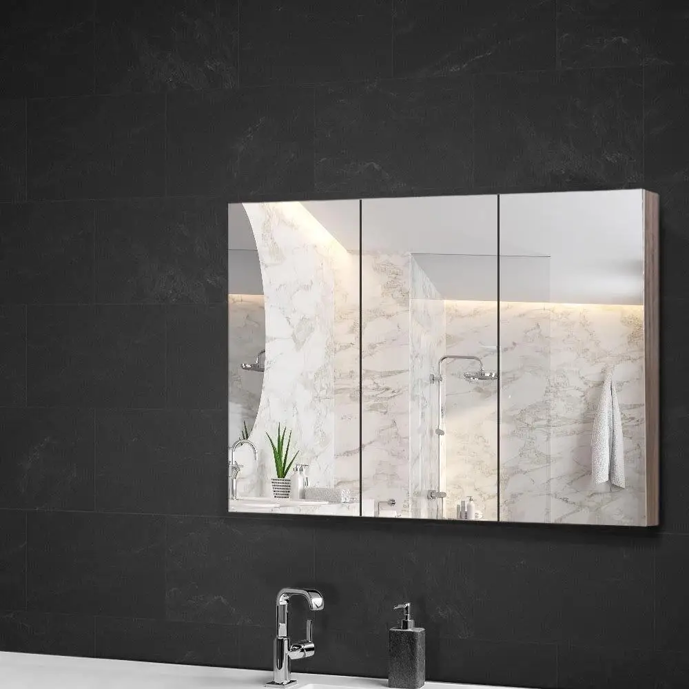 Bathroom Mirror Cabinet 900x720mm Oak Wall Mounted Bathroom Storage Cabinet with Mirror Door Home Furniture