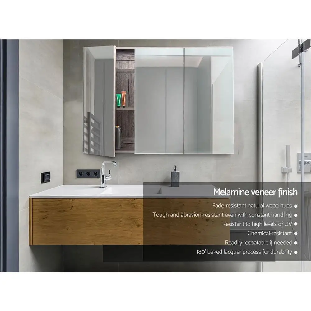 Bathroom Mirror Cabinet 900x720mm Oak Wall Mounted Bathroom Storage Cabinet with Mirror Door Home Furniture