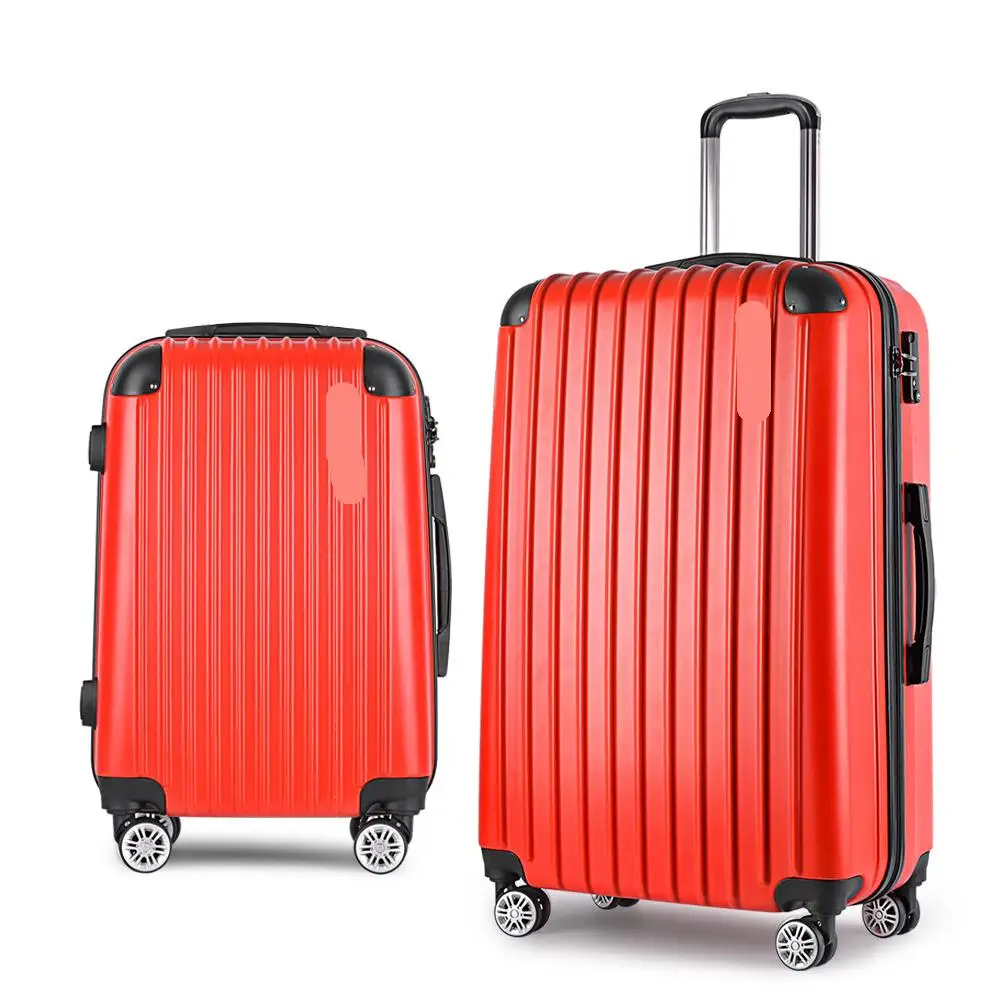 20 28 Inch Luggage 2 Set with TSA Lock Spinner Carry On Hard Shell Travel Suitcase Red