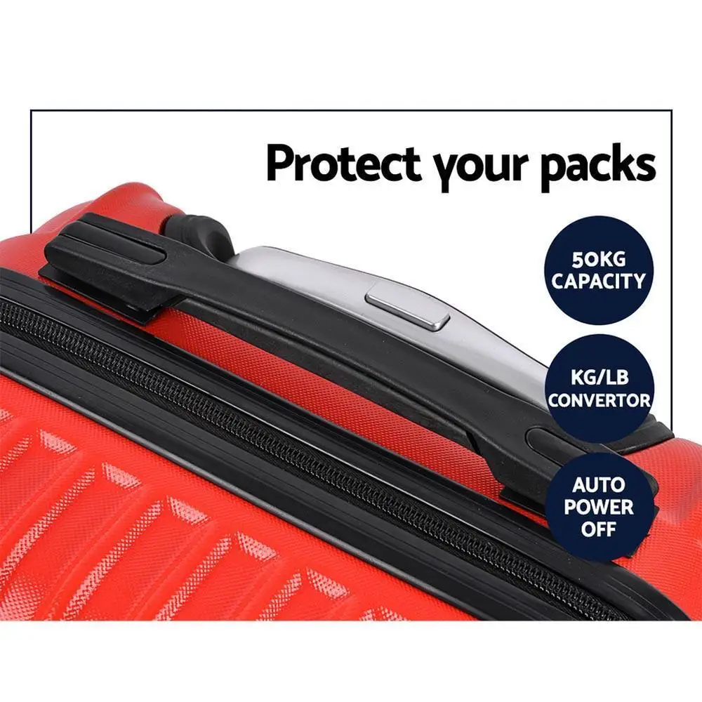 20 28 Inch Luggage 2 Set with TSA Lock Spinner Carry On Hard Shell Travel Suitcase Red