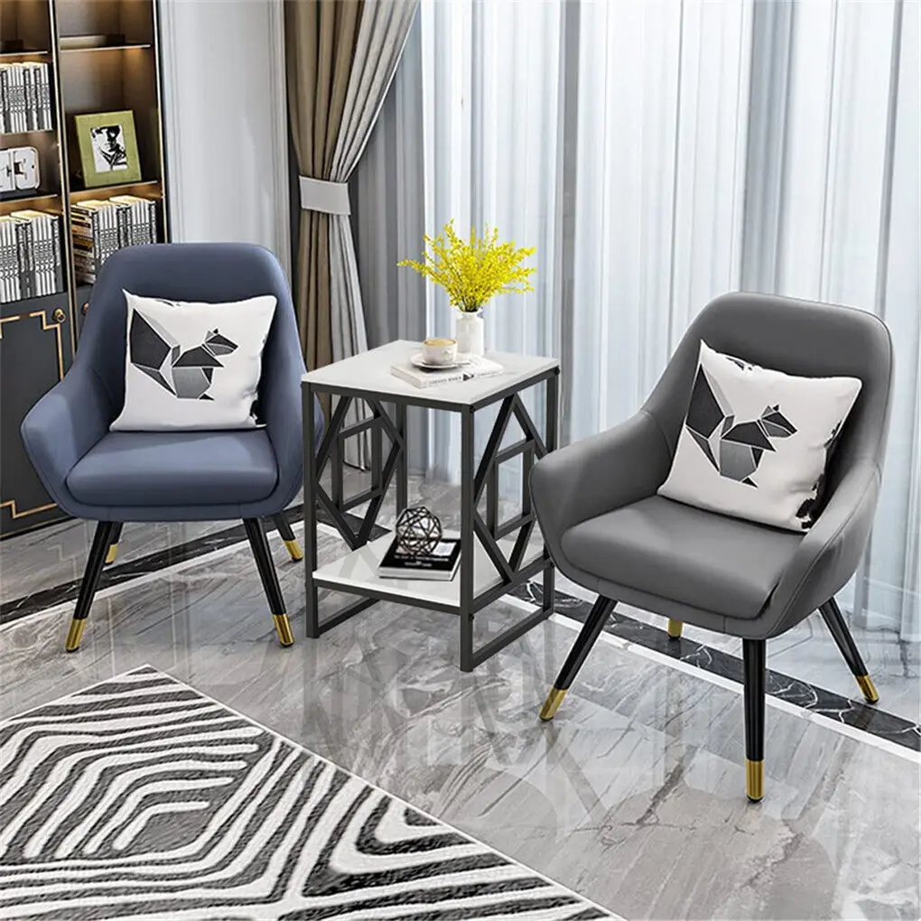 LUVODI Modern 2-Tier Storage Coffee Side Table with Sintered Stone Tabletop Metal Frame Square Living Room Sofa End Tables