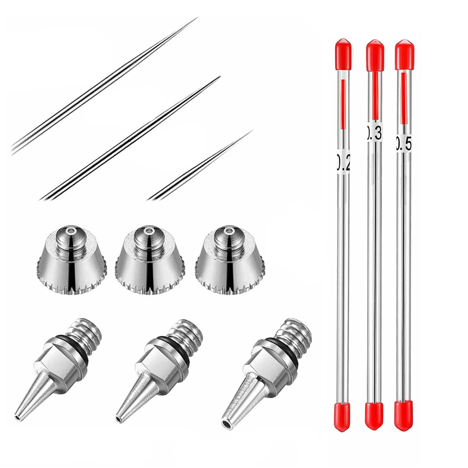 3Pcs 0.2mm 0.3mm 0.5mm Airbrush Nozzle Needle Repair Tool Kit For Multi Type Airbrushes Spray Gun Air Brush Accessories Replace