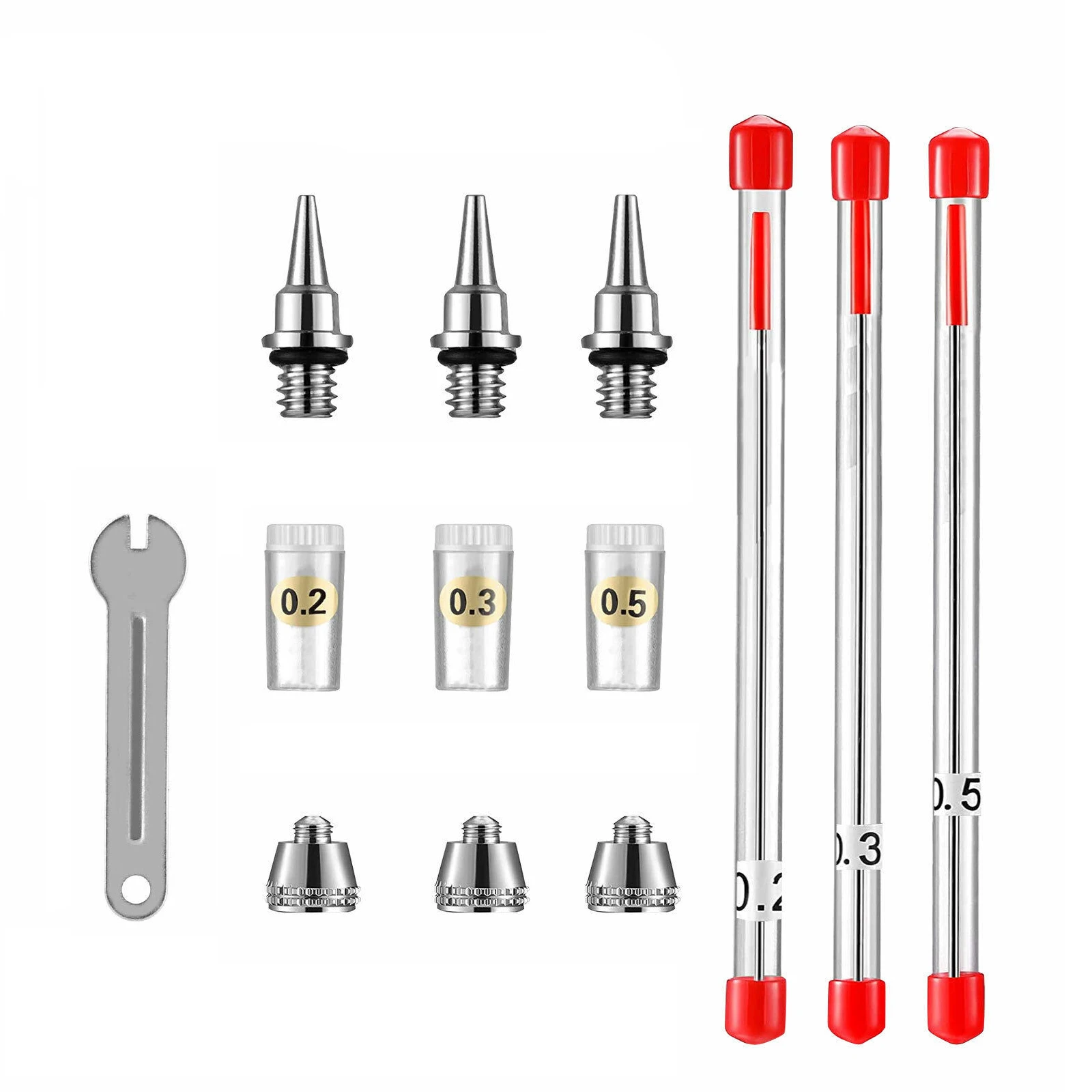 3Pcs 0.2mm 0.3mm 0.5mm Airbrush Nozzle Needle Repair Tool Kit For Multi Type Airbrushes Spray Gun Air Brush Accessories Replace