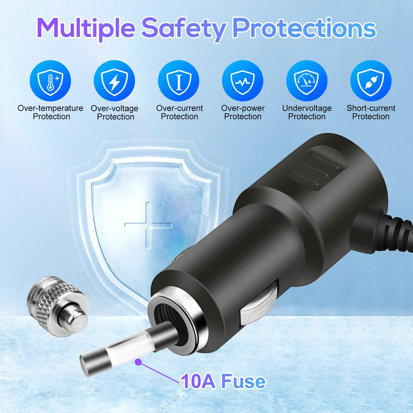 120W 7 in 1 Car Charger Adapter PD 4 Socket Cigarette Lighter Splitter Fast Charger Power Adapter DC 12-24V Auto Accessories