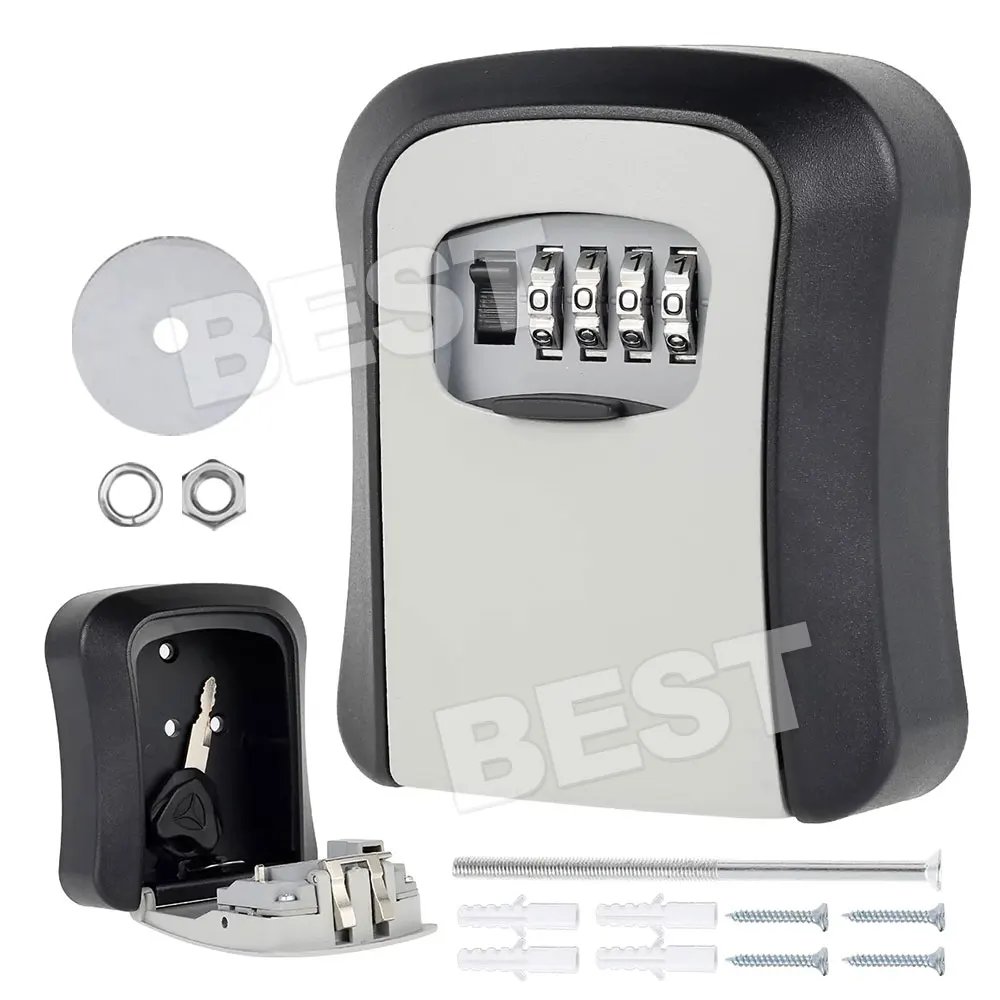 2x Wall Mounted Combination Lock Key Safe Storage Box Security Home Outdoor Grey