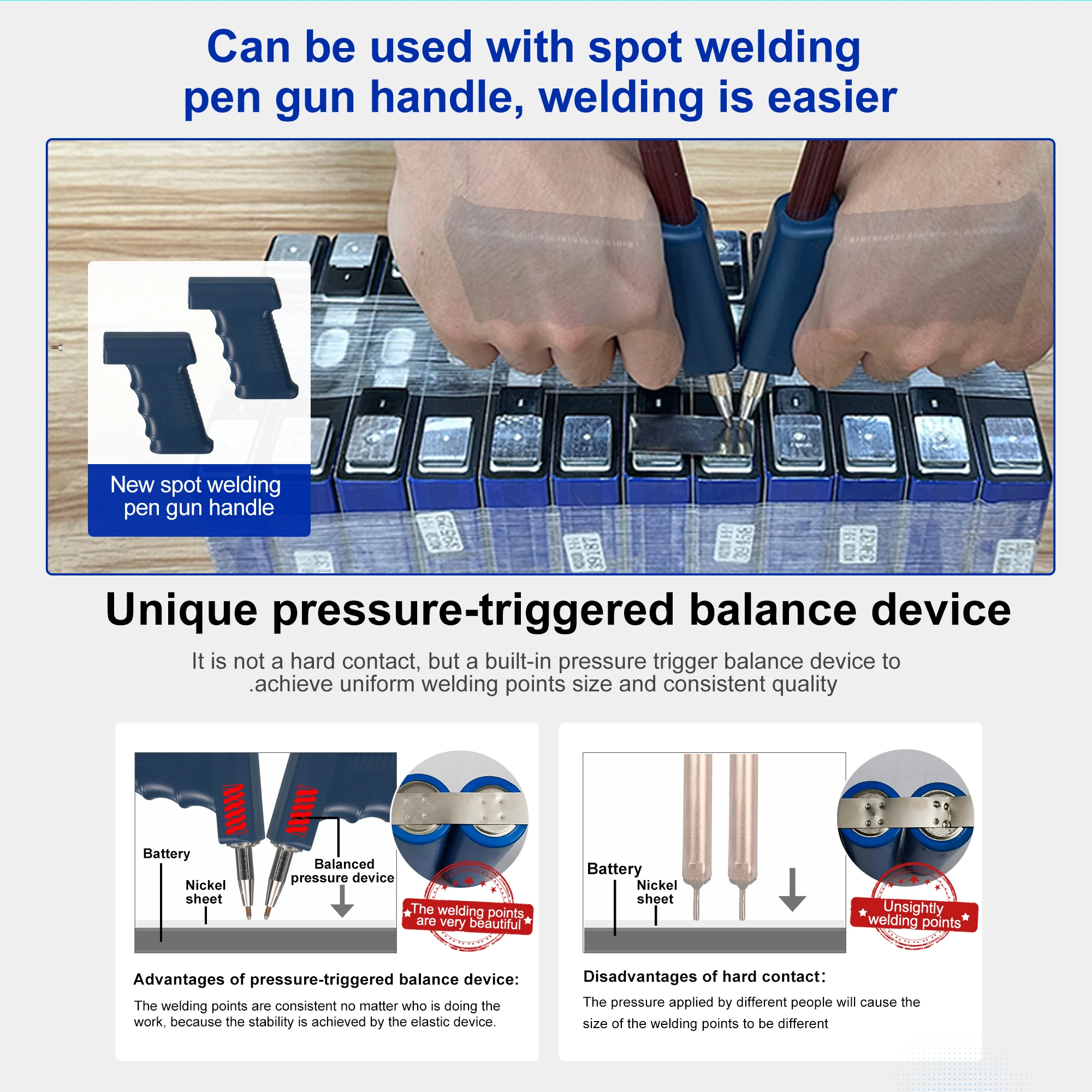 Professional 3500A Spot Welder 19.8KW HT-SW01H for 18650/LiFePO4 Battery AT/MT Mode 5-6V Adj Aluminum/Nickel/Steel DIY Kit