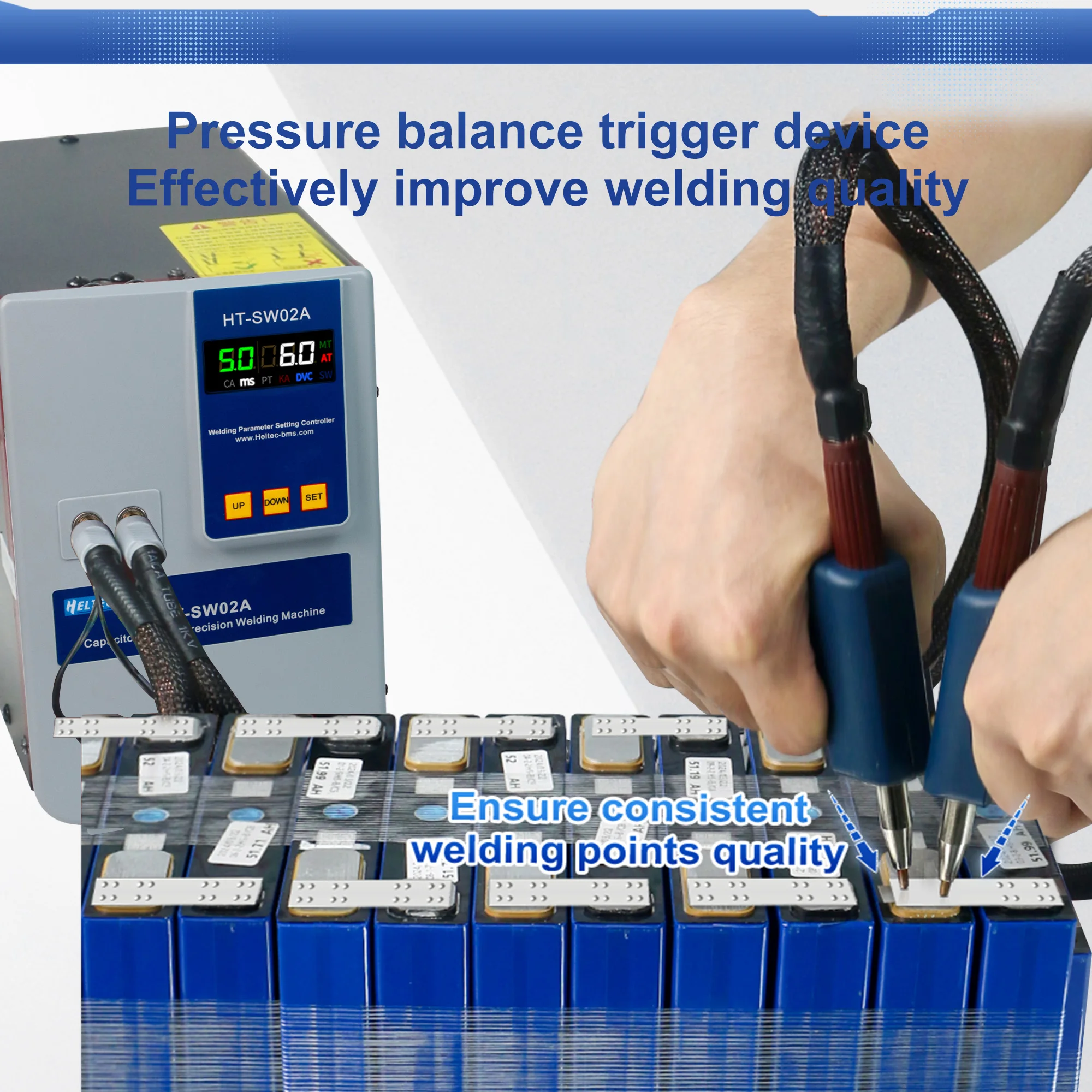 Professional 3500A Spot Welder 19.8KW HT-SW01H for 18650/LiFePO4 Battery AT/MT Mode 5-6V Adj Aluminum/Nickel/Steel DIY Kit
