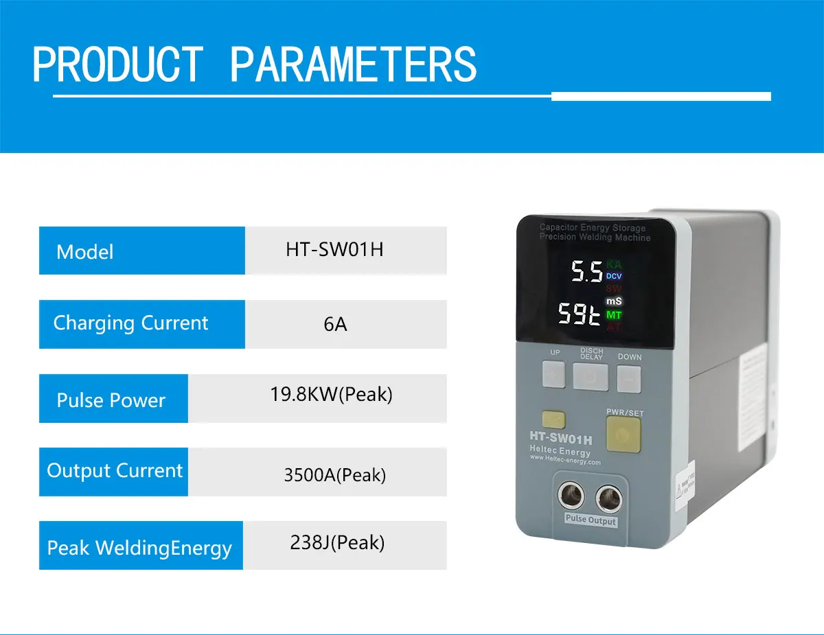 Professional 3500A Spot Welder 19.8KW HT-SW01H for 18650/LiFePO4 Battery AT/MT Mode 5-6V Adj Aluminum/Nickel/Steel DIY Kit