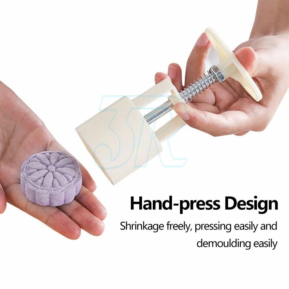 100g 10 Flower Stamps Round Pastry Moon Cake Mold Mould Cookies Mooncake Decor