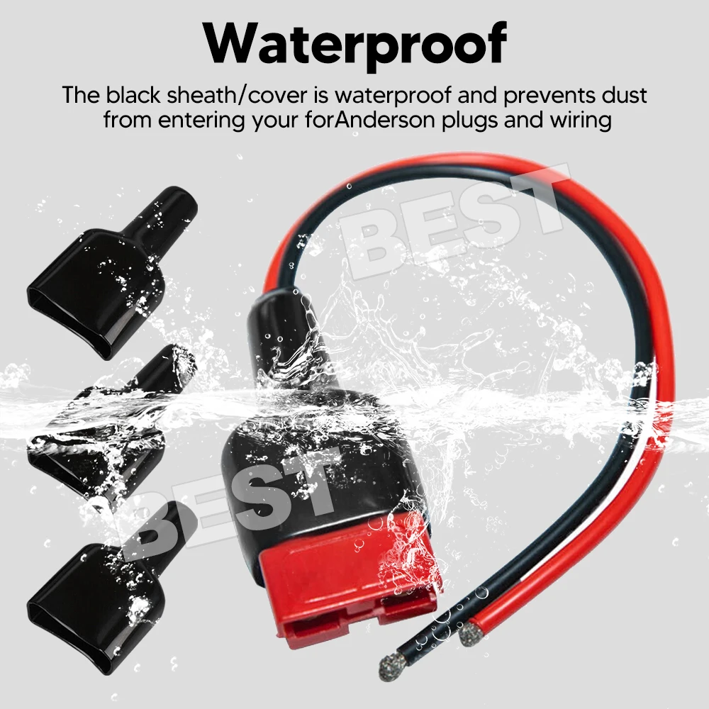 10x Waterproof Anderson Style 50A Plug dust cable sheath cover black 50A /50 AMP