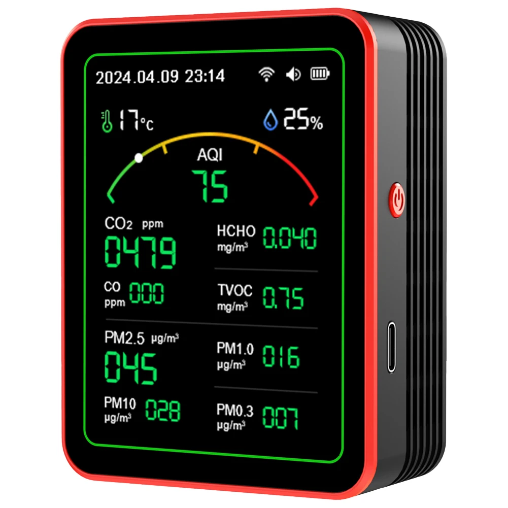 15-in-1 WiFi Smart Air Quality Monitor Tester CO/CO2/HCHO/TVOC/PM0.3/PM1.0/PM2.5/PM10/Temperature/Humidity APP Control Detector