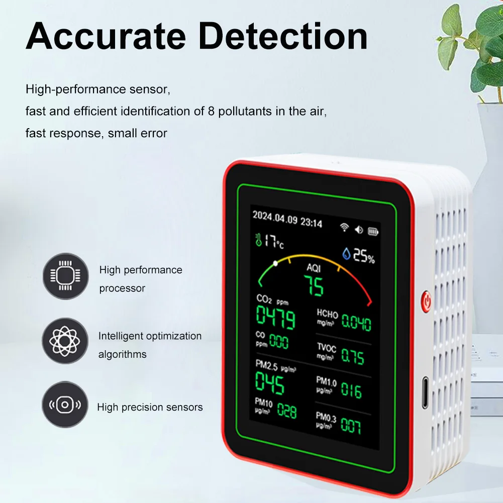 15-in-1 WiFi Smart Air Quality Monitor Tester CO/CO2/HCHO/TVOC/PM0.3/PM1.0/PM2.5/PM10/Temperature/Humidity APP Control Detector