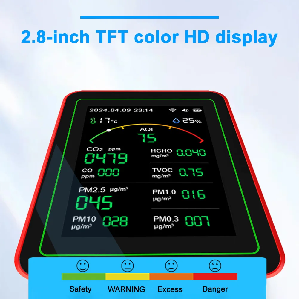 15-in-1 WiFi Smart Air Quality Monitor Tester CO/CO2/HCHO/TVOC/PM0.3/PM1.0/PM2.5/PM10/Temperature/Humidity APP Control Detector