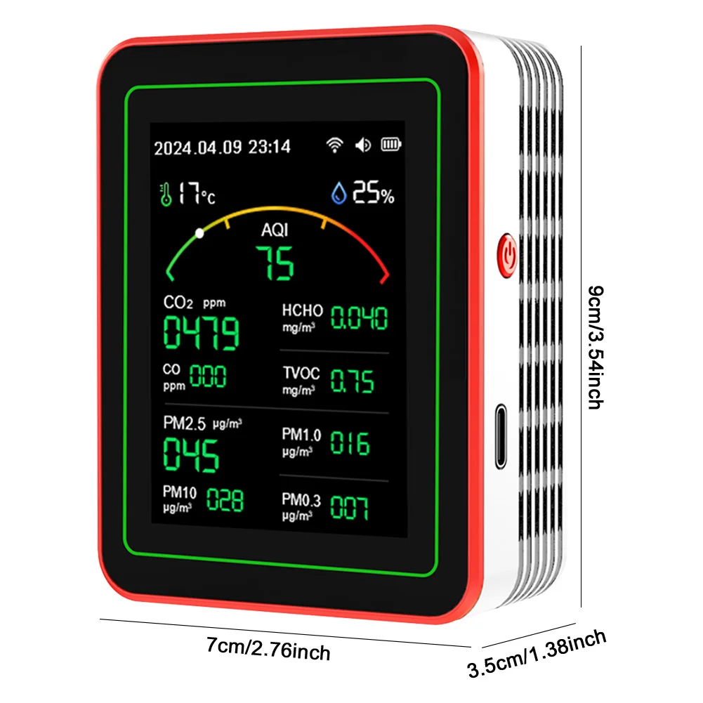 15-in-1 WiFi Smart Air Quality Monitor Tester CO/CO2/HCHO/TVOC/PM0.3/PM1.0/PM2.5/PM10/Temperature/Humidity APP Control Detector