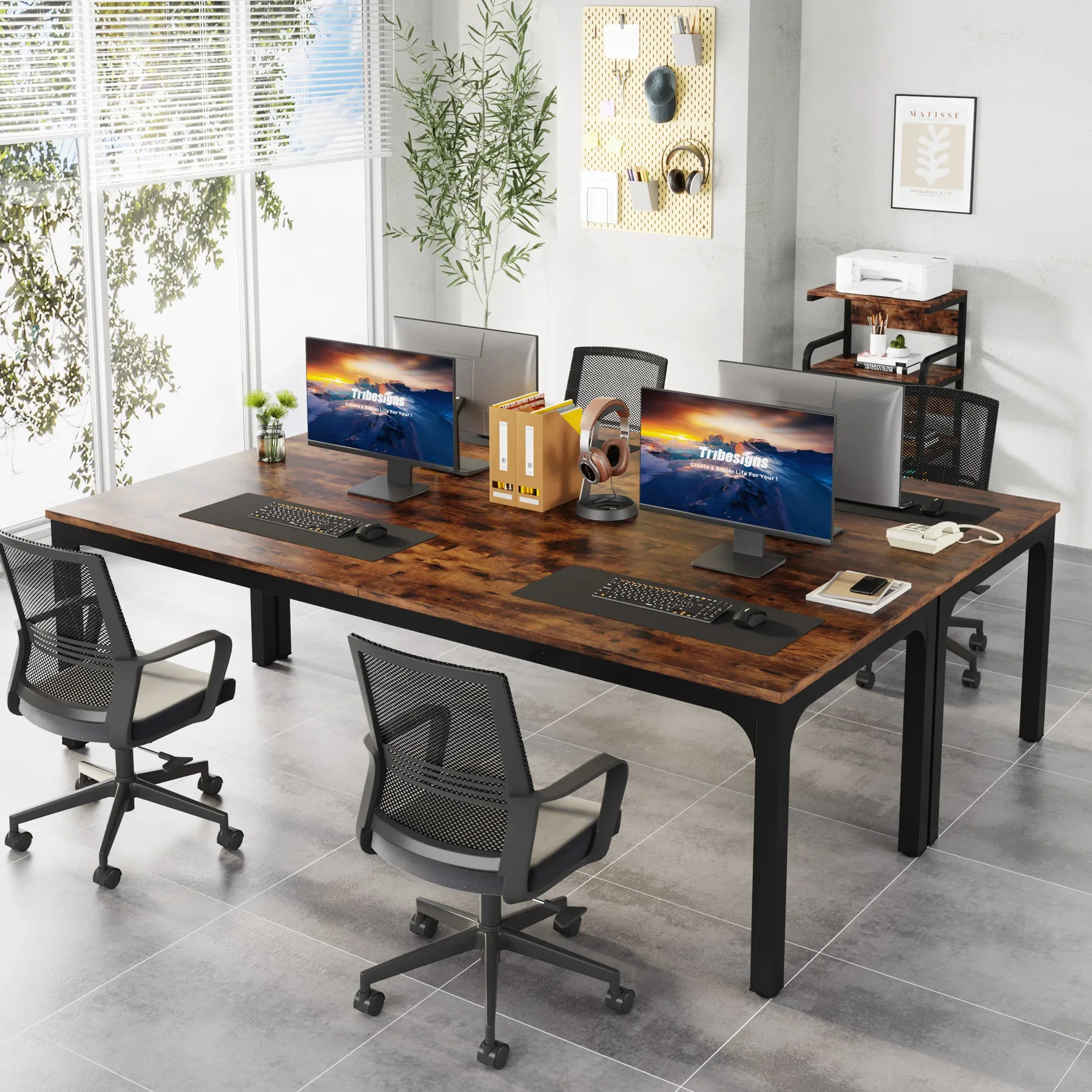 Tribesigns 200cm Desk, Extra Long Computer Desk 2 Person Desk, Double Long Desk, Workstaion for Home Office