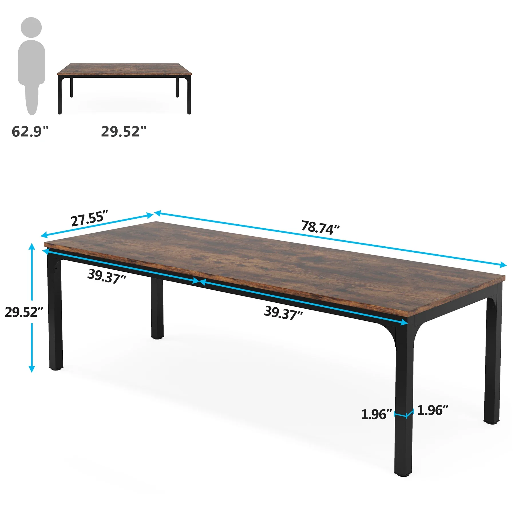 Tribesigns 200cm Desk, Extra Long Computer Desk 2 Person Desk, Double Long Desk, Workstaion for Home Office