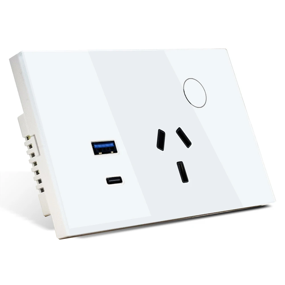 Melery WIFI Smart Tuya Wall Socket Australia Plug USB TYPE-C PD 30W Argentina Outlet Power Touch Remote by Alexa Google Home