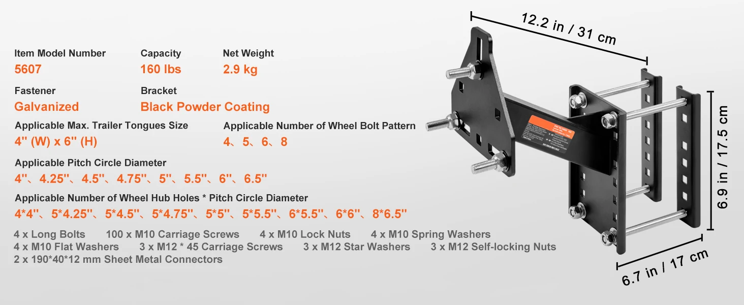 SucceBuy 160lbs Spare Tire Carrier with Mounting Screws Bracket Lugs On Bolt Patterns Tire Mount Wheel Holder for Trailers RV