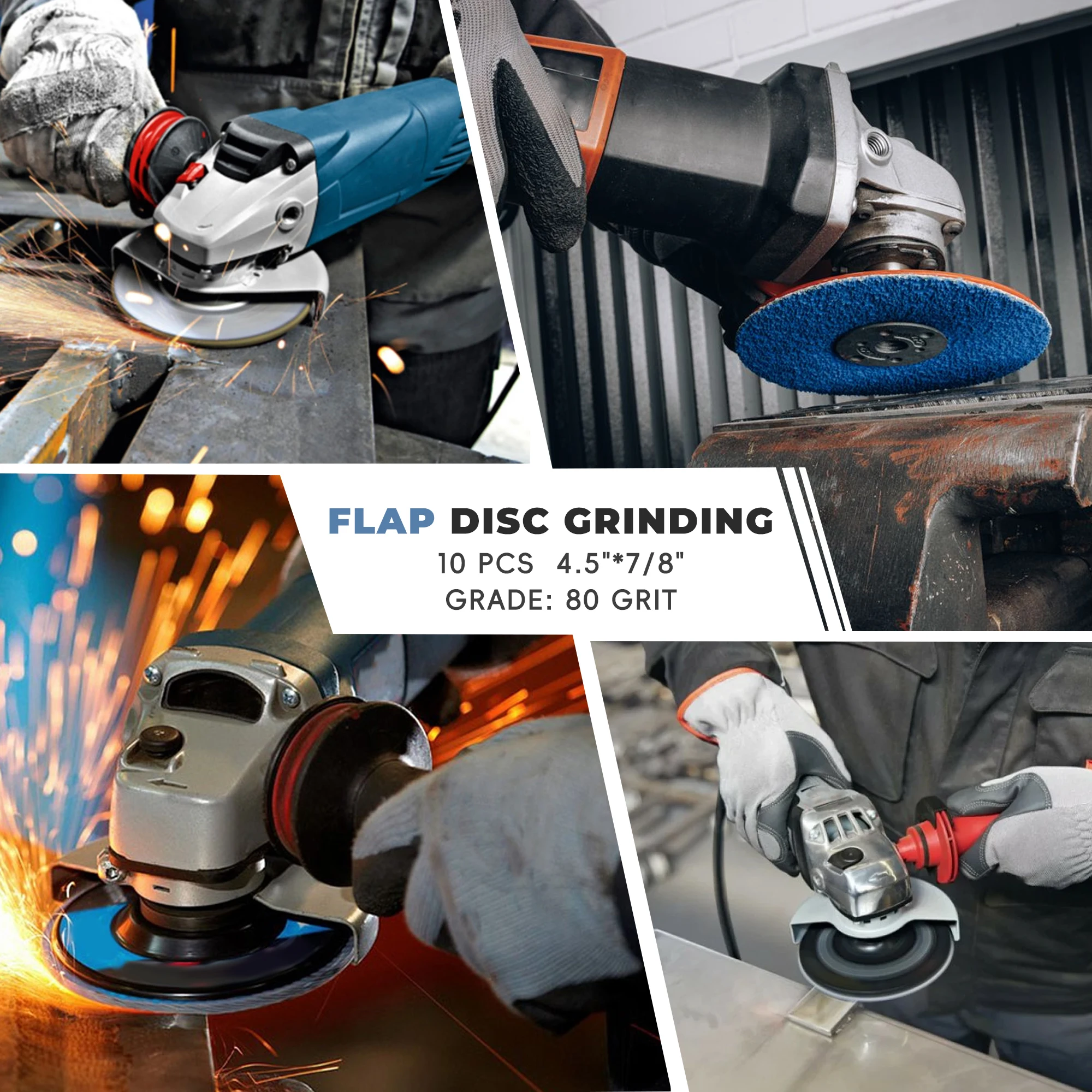 10-Pack Flap Discs Grinding Wheel 80 Grit, 4-1/2 X 7/8 Flap Disc Angle Grinder Sanding Disc Aluminium Oxide Grinding Type