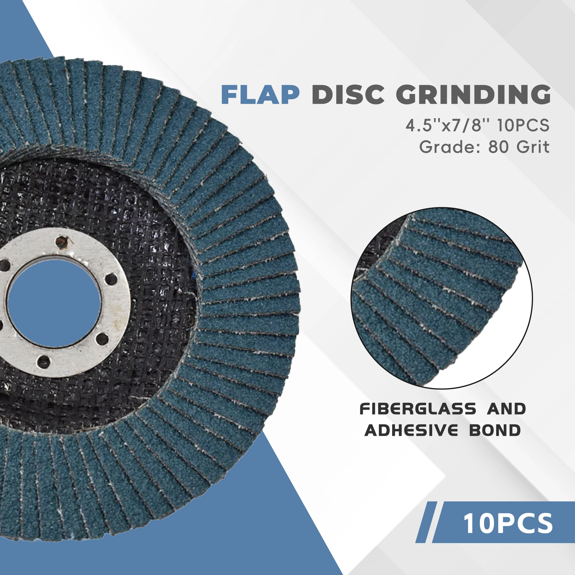 10-Pack Flap Discs Grinding Wheel 80 Grit, 4-1/2 X 7/8 Flap Disc Angle Grinder Sanding Disc Aluminium Oxide Grinding Type