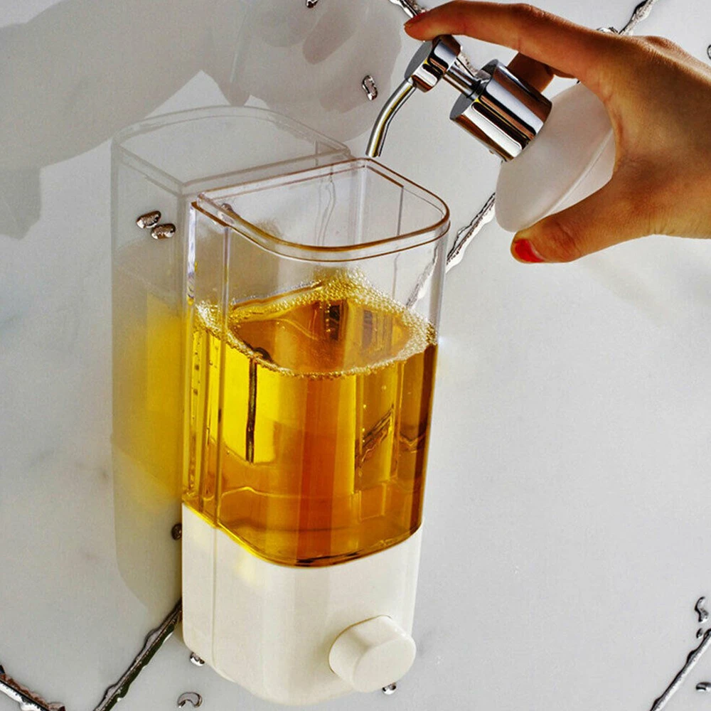 Dispenser Hand Wash 500ml Wall Mount Soap Shampoo Shower Liquid Container Manual
