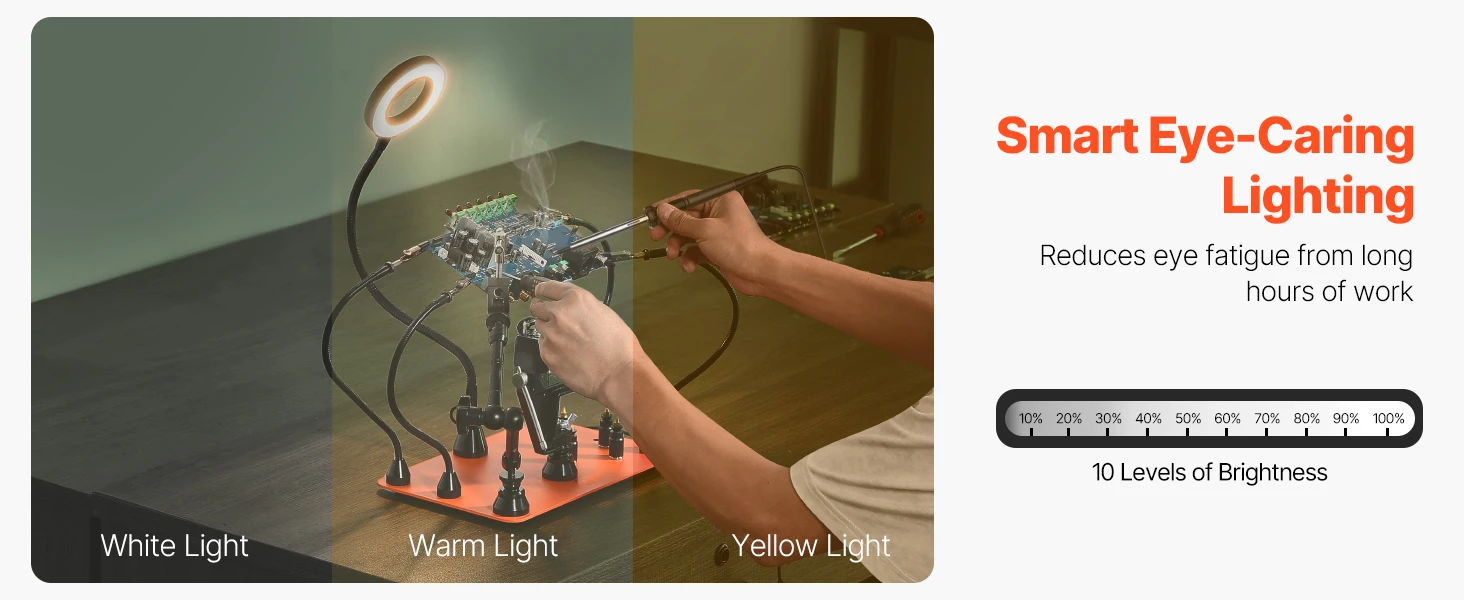 SucceBuy Magnetic Helping Hands Soldering Station4Arms Third Hand Tool 3XLED4PCB Holder 360Hot Air Gun for Electronic Repair