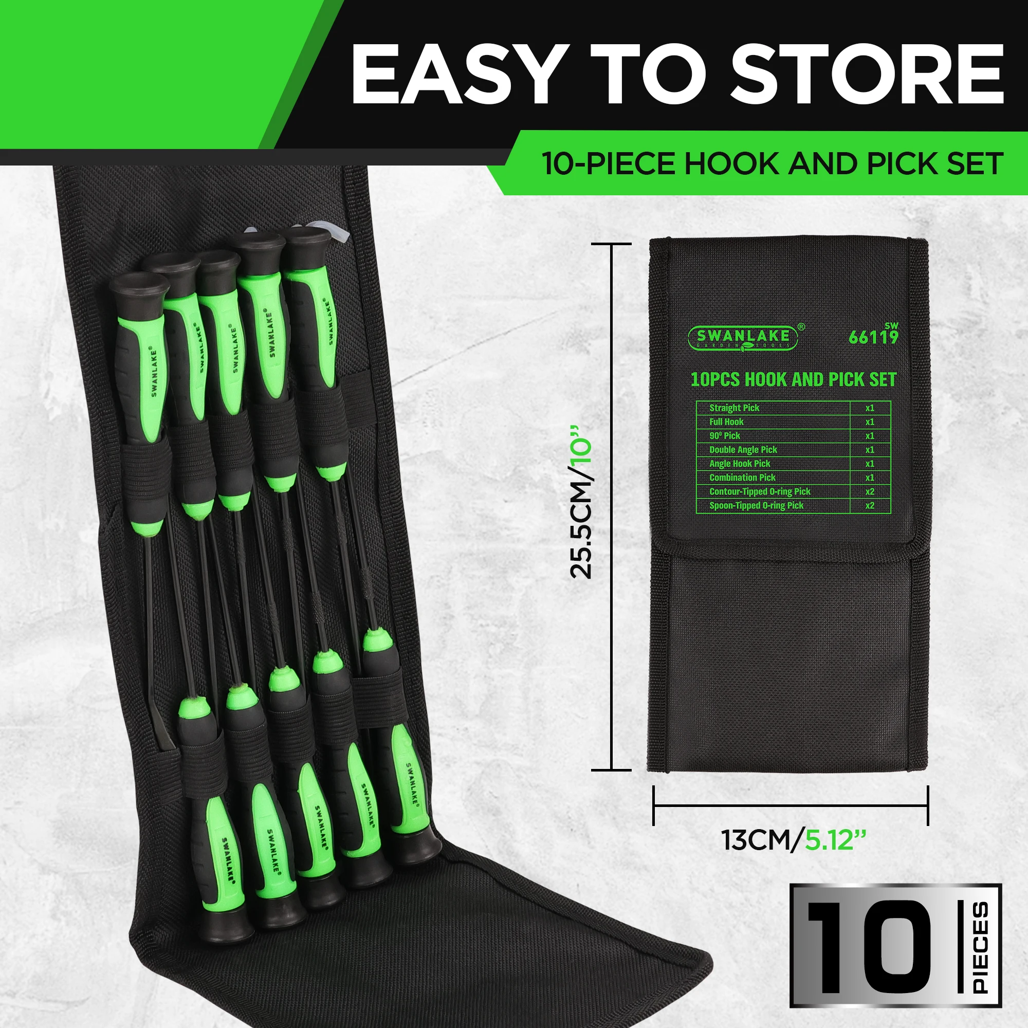 SEDY 10-Piece Car Pick&Hook Set O Ring Oil Seal Gasket Puller Remover Craft Hand Tool