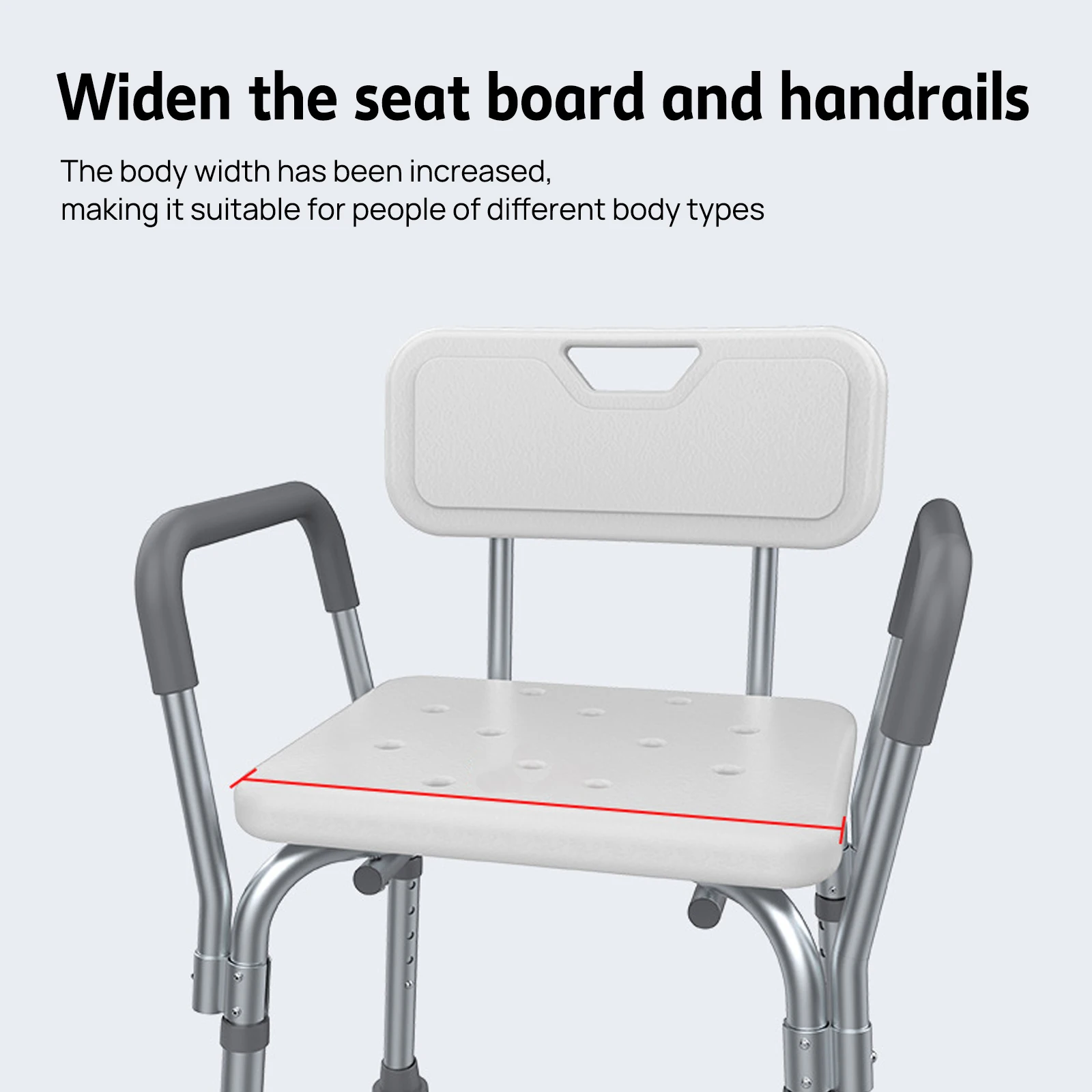 PORIYA Shower Chair Bath Bench Seat Stool with Back Arms Adjustable Height Non-Slip