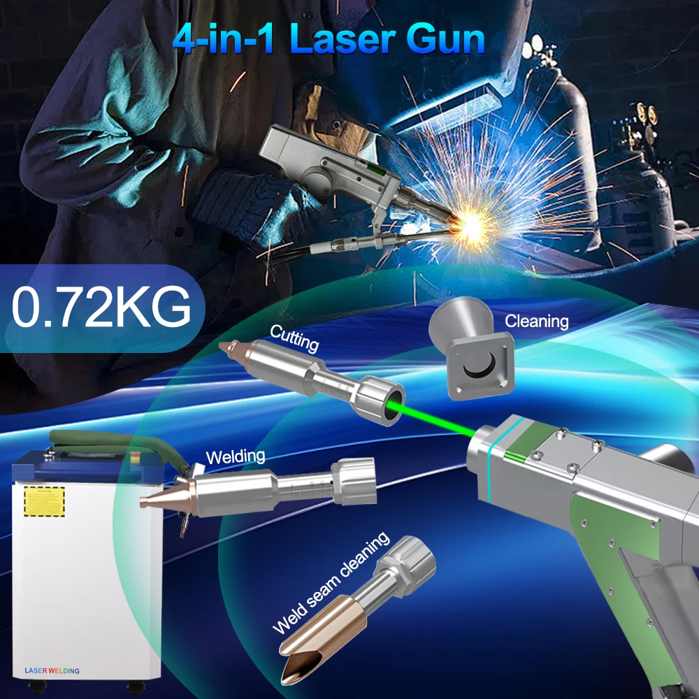 4 IN 1 Raycus Laser Welder 1500W/2000W/3000W 380V Fiber Laser Welding Cleaning Cutting Machine Double Pendulum Model EU Stock