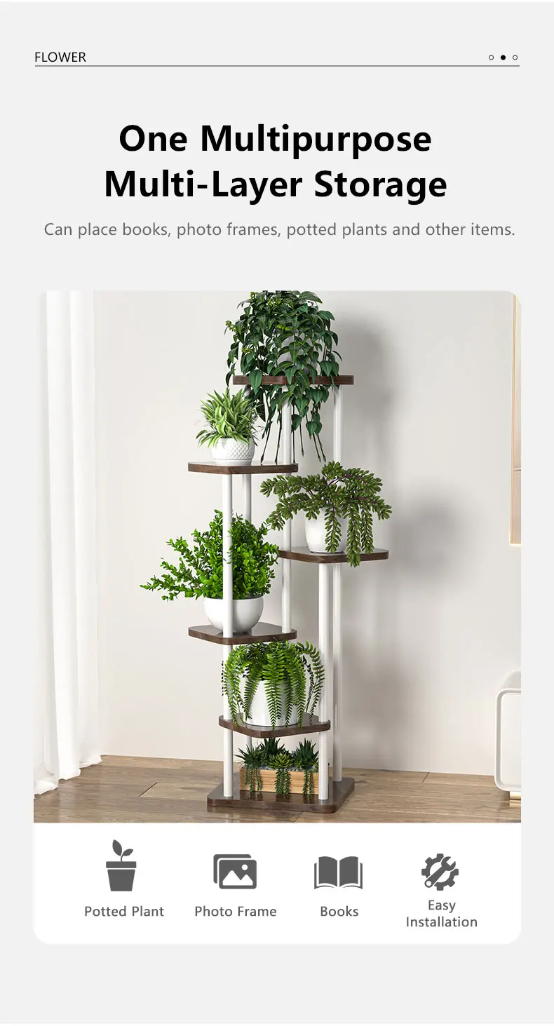 Plant Stand - All-Season Outdoor Flower Shelf With Multi-Tier Space-Saving Design For Balcony, Garden & Patio Living Room