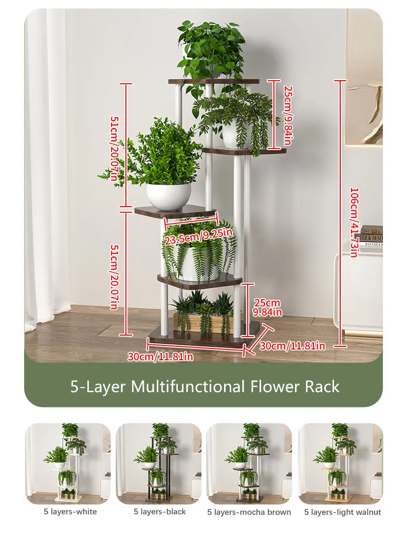 Plant Stand - All-Season Outdoor Flower Shelf With Multi-Tier Space-Saving Design For Balcony, Garden & Patio Living Room