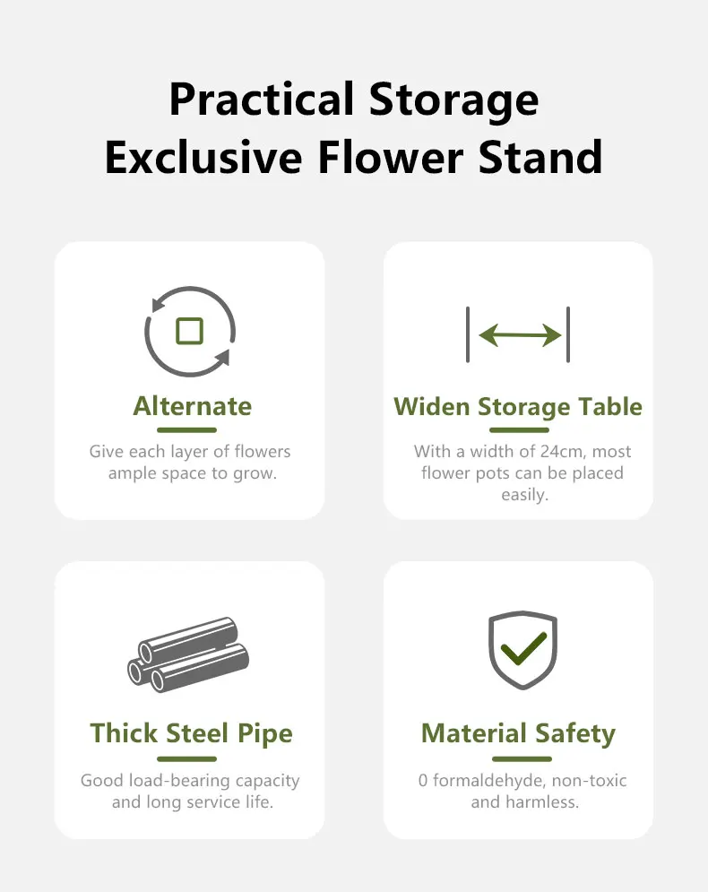 Plant Stand - All-Season Outdoor Flower Shelf With Multi-Tier Space-Saving Design For Balcony, Garden & Patio Living Room