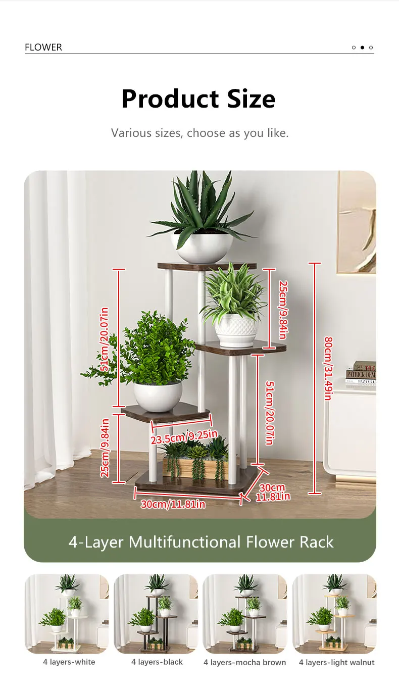 Plant Stand - All-Season Outdoor Flower Shelf With Multi-Tier Space-Saving Design For Balcony, Garden & Patio Living Room