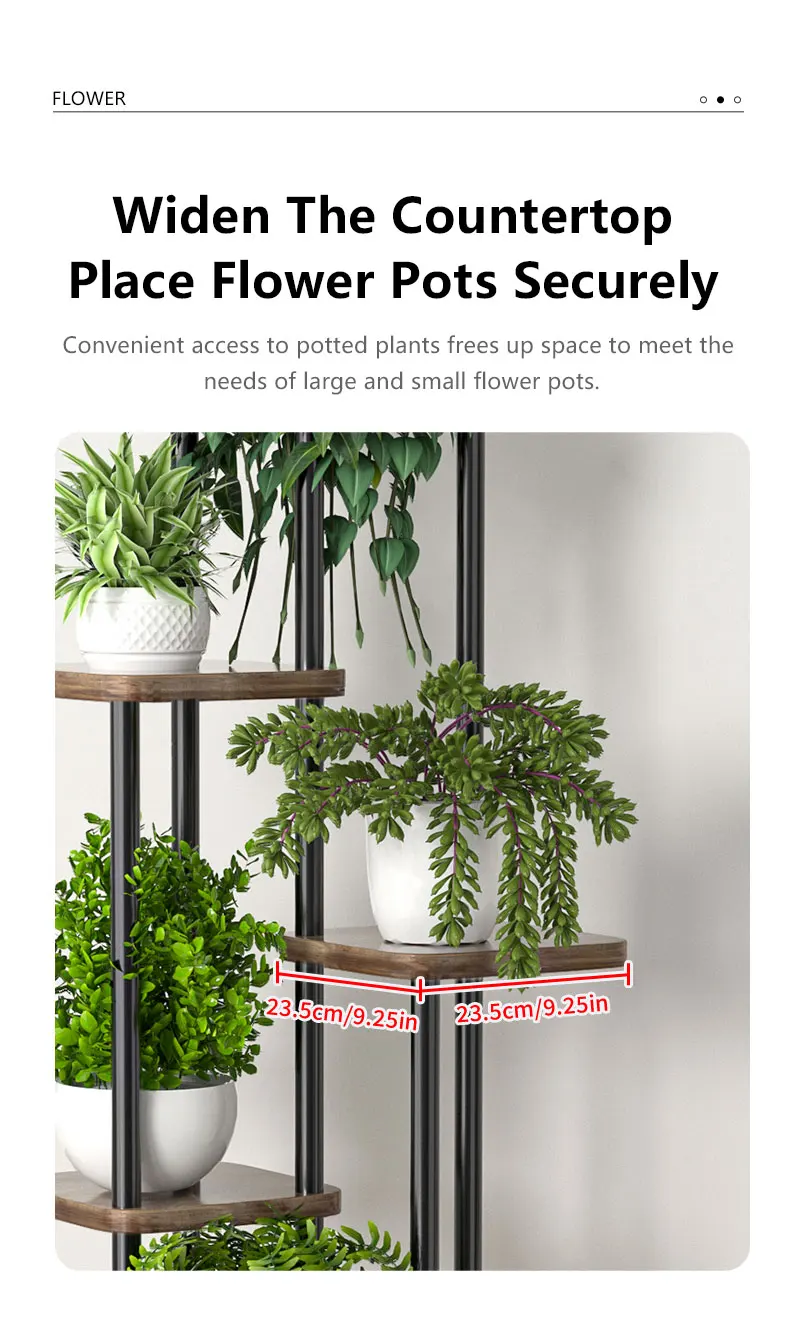 Plant Stand - All-Season Outdoor Flower Shelf With Multi-Tier Space-Saving Design For Balcony, Garden & Patio Living Room
