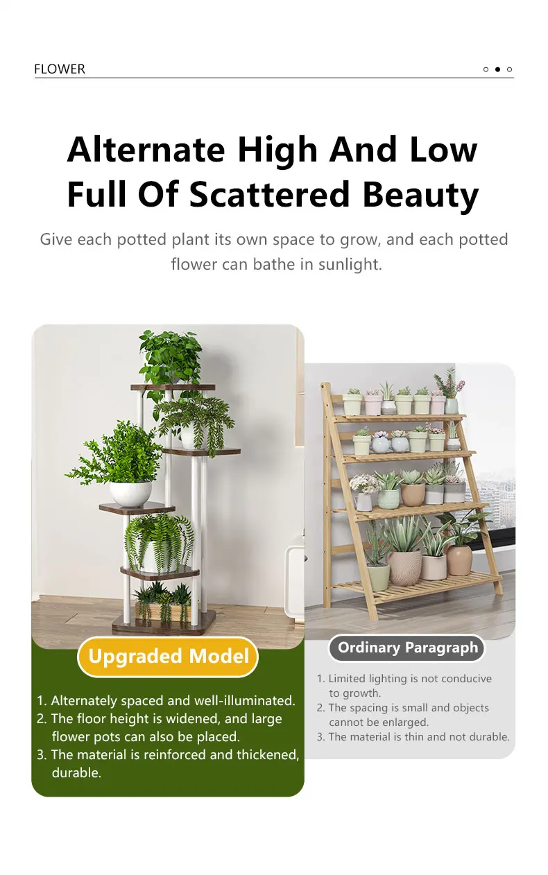 Plant Stand - All-Season Outdoor Flower Shelf With Multi-Tier Space-Saving Design For Balcony, Garden & Patio Living Room