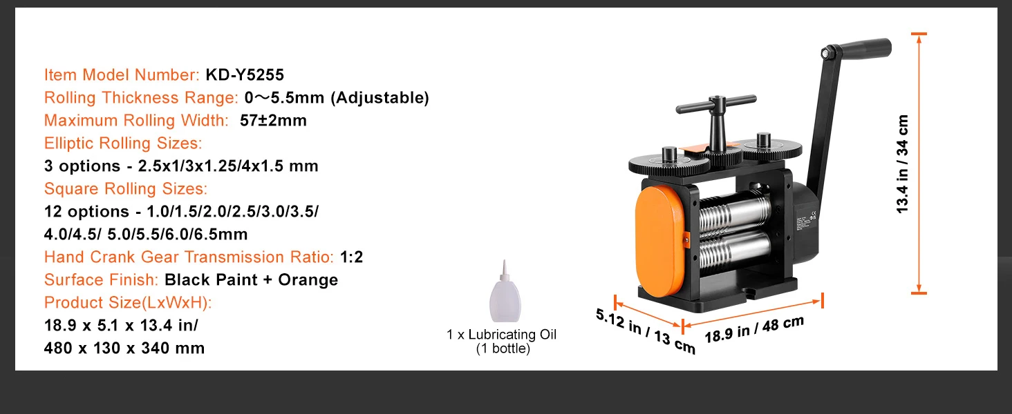 SucceBuy 45/57/75/76 mm Jewelry Rolling Mill Machine 3in1 Multi-function Rolling Mill to Metal Jewelry Making Sheet Square Wire