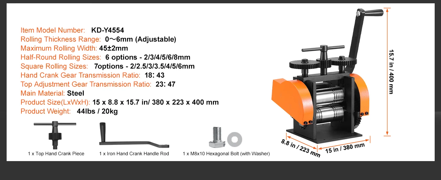 SucceBuy 45/57/75/76 mm Jewelry Rolling Mill Machine 3in1 Multi-function Rolling Mill to Metal Jewelry Making Sheet Square Wire