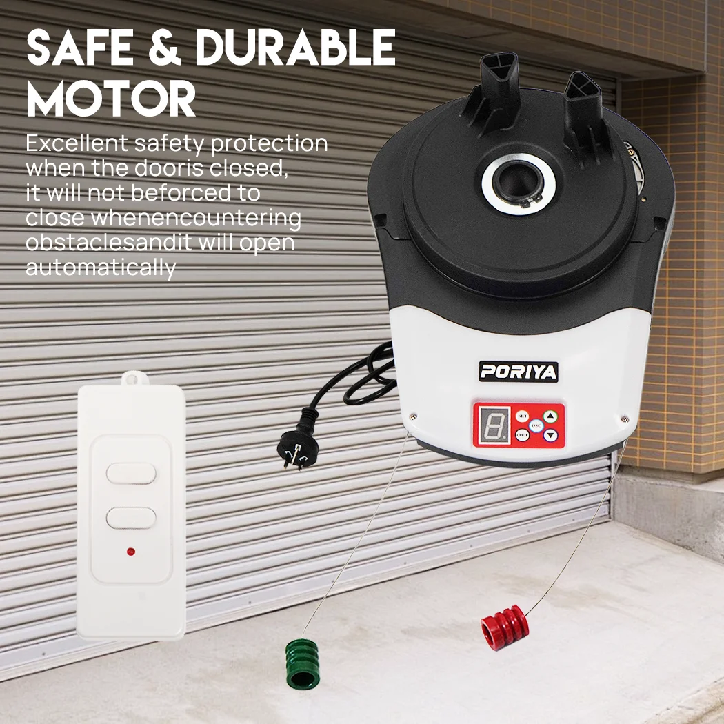 PORIYA Automatic Roller Door Opener 1200N Motor Garage Door Roller W/ Remote Control