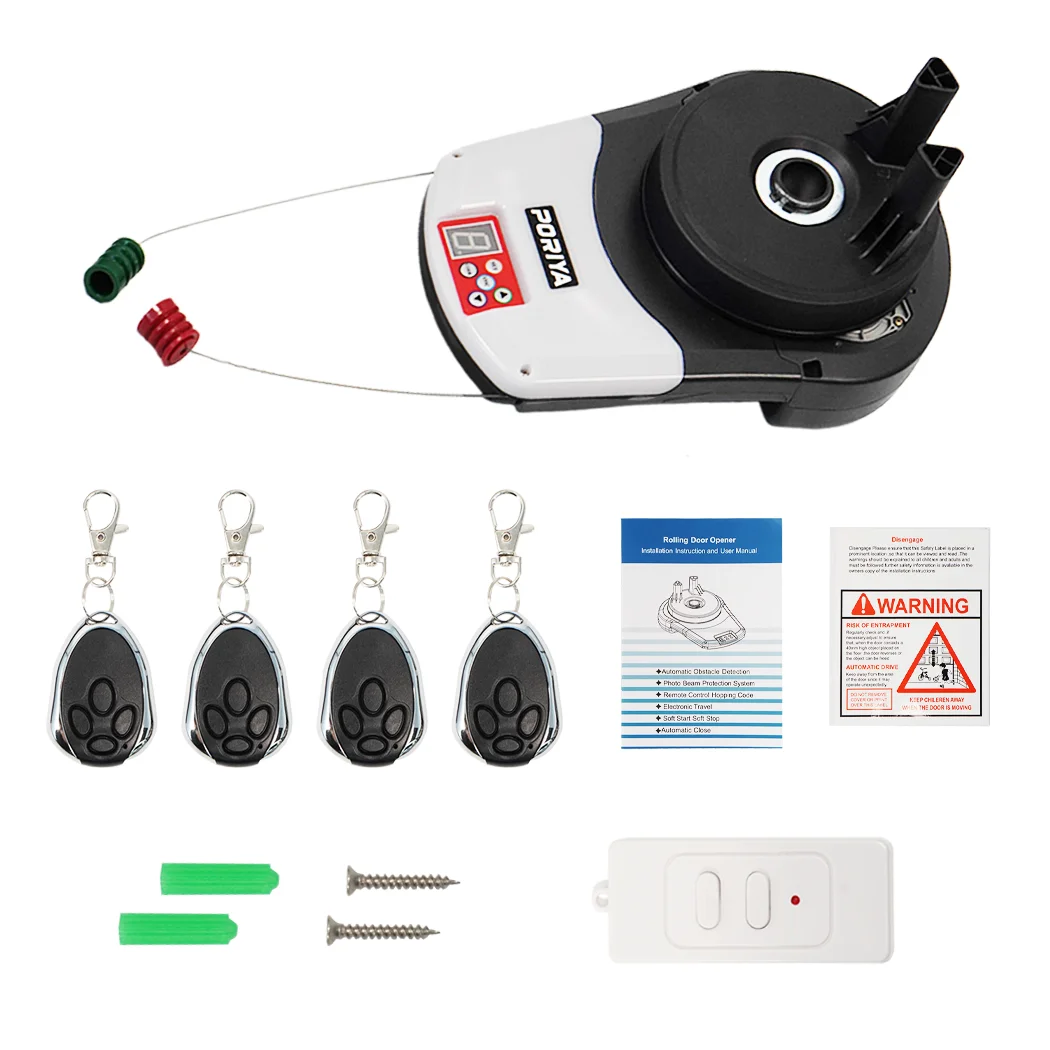 PORIYA Automatic Roller Door Opener 1200N Motor Garage Door Roller W/ Remote Control