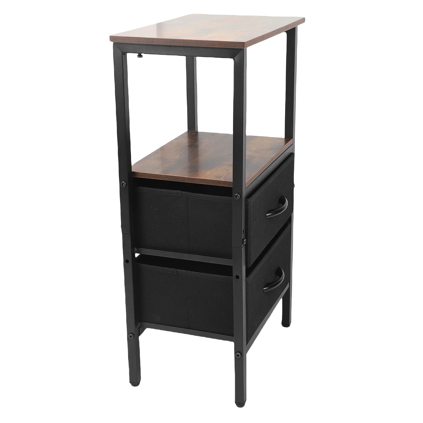 Bedside Table with 2 Canvas Drawers MDF Carbon Steel Night Stand Spacious Storage for Bedroom Living Room Dorm 75x40x30cm