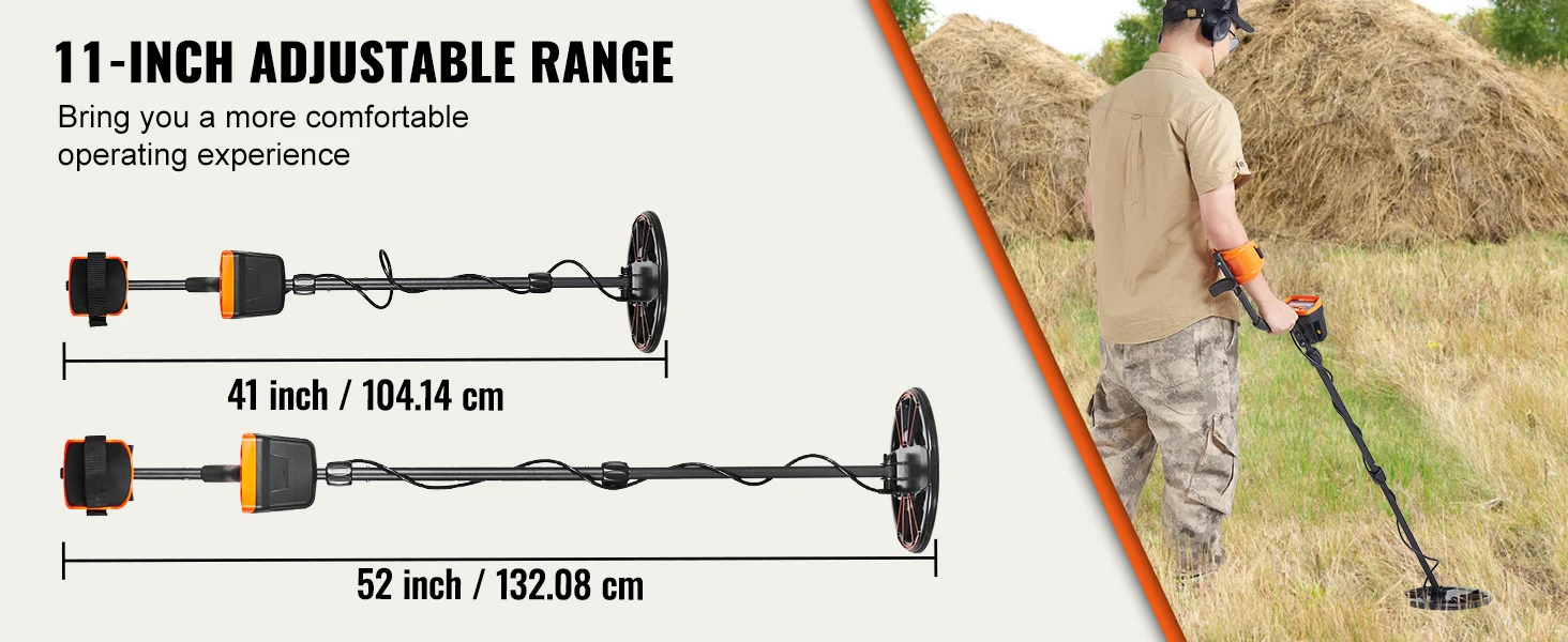 SucceBuy Metal Detector for Adults&Kids 10Inch Waterproof Search Coil + LCD Display 7 Modes Adjustable 41''-52'' Aluminum Stem